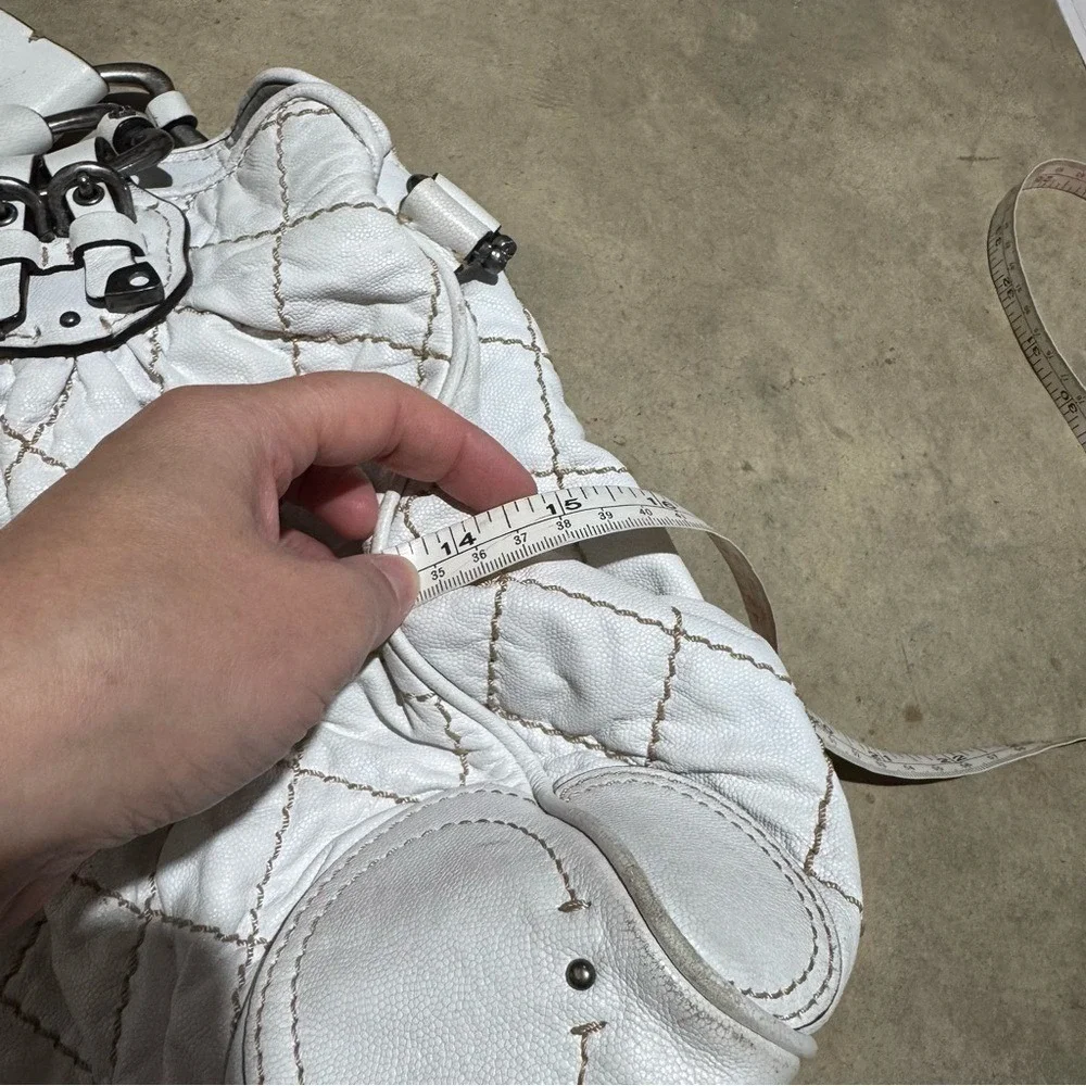 Juicy Couture Y2K Vintage White Leather‎ Quilted Bag Purse Coquette 90s Shoulder